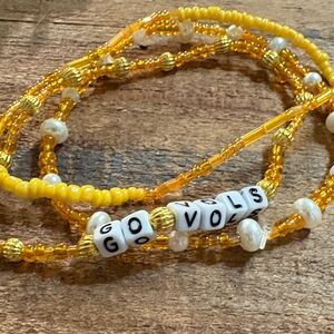 Yellow and White Beaded Bracelet
